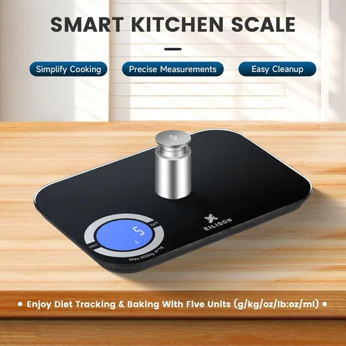 Miniatura 4 de EILISON Báscula inteligente de cocina con calculadora de nutrición, báscula digital de alimentos, pantalla a color TFT grande, aplicación Bluetooth