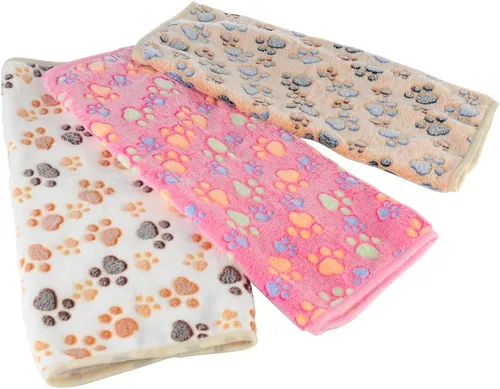 Miniatura 6 de Manta de forro polar súper suave y cálida para mascotas, manta de franela para cachorros con estampado de patas para perro, cachorro y gato
