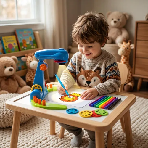 Miniatura 2 de Dibujante de proyección para niños, máquina de dibujo con proyector inteligente con 32 patrones de dibujos animados y 12 pinceles