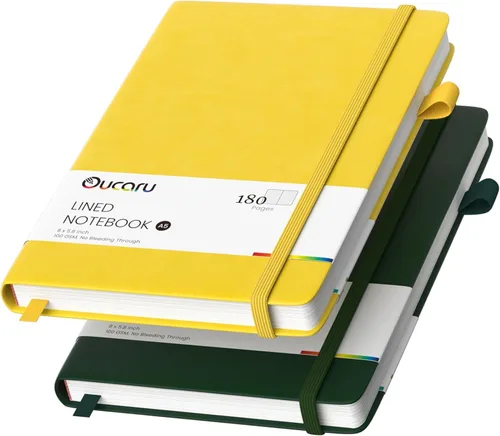Miniatura 19 de Oucaru Cuaderno rayado, paquete de 4, 180 páginas, diarios A5 para escribir, papel grueso de 100 GSM, cuadernos pequeños diarios para mujeres y 4