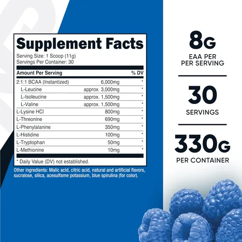 Miniatura 2 de Nutricost EAA Polvo 30 porciones (frambuesa azul) - Aminoácidos esenciales - Sin OMG, sin gluten, apto para vegetarianos