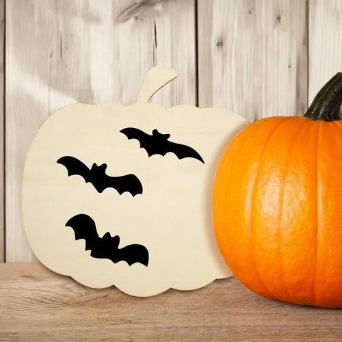 Miniatura 7 de Recorte grande en forma de calabaza de madera, artesanía de madera sin terminar, 6 piezas (11 x 10 pulgadas) para decoración de Halloween y fiesta