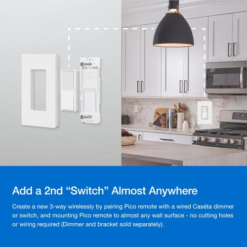 Miniatura 3 de Lutron Paddle Pico - Control remoto para atenuadores/interruptores inteligentes Caseta, control de encendido/apagado, para uso en mesa o montaje