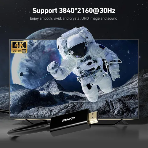 Miniatura 2 de BENFEI Paquete de 2 cables 4K DisplayPort a HDMI de 6 pies, cable de pantalla unidireccional DP 1.2 de computadora a HDMI 1.4 compatible con HP