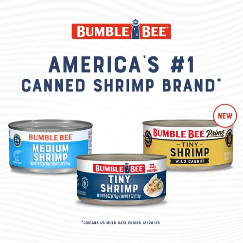 Miniatura 5 de Bumble Bee Camarones enlatados medianos, lata de 6 onzas, camarones en agua, cocidos, pelados, desvenados, 0.78 oz de proteína por porción, sin