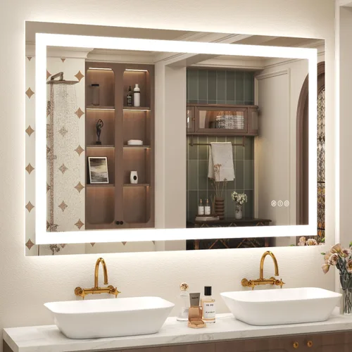 Miniatura 8 de 40x32 Espejo LED inteligente para baño, espejo de tocador regulable con luces, espejo de maquillaje retroiluminado y frontal para pared, antivaho