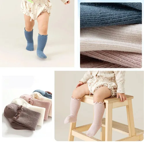 Miniatura 4 de SUITBOY Calcetines de algodón con volantes para niñas pequeñas con volantes para niñas pequeñas