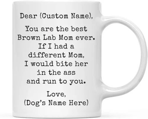 Miniatura 39 de Andaz Press Taza de café personalizada divertida con texto en inglés "Dog Mom", regalo de broma para la mejor mamá de perro cocker spaniel, muerde