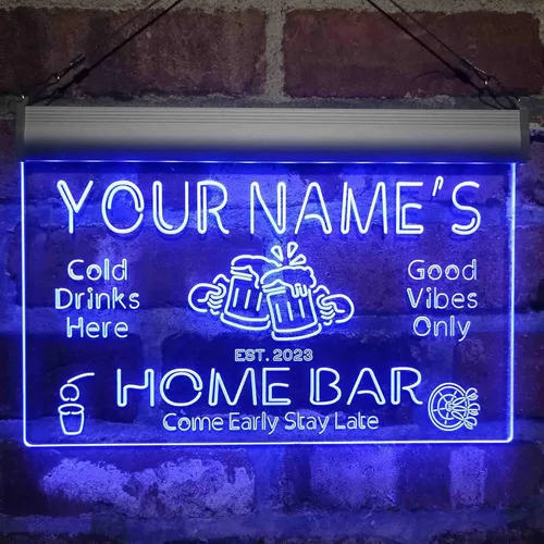 Miniatura 2 de ADVPRO Letrero de neón LED de un solo color personalizado con tu nombre para bar casero de cerveza con año de establecimiento 16 x 12 pulgadas Azul