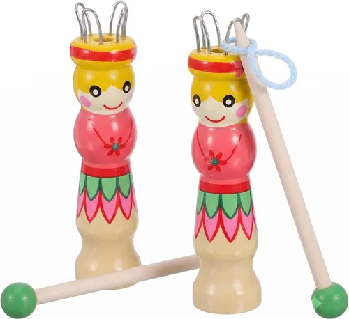 ARTIBETTER 2 juegos de herramientas de tejer de madera con patrón pintado a mano de bricolaje carrete de tejer francés y herramienta de mano para