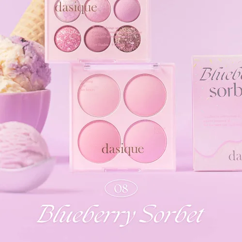 Miniatura 2 de Dasique Blending Mood Cheek #08 Blueberry Sorbet 4 tonos mezclables en polvo suave y ligero Vegano Blush 08 Sorbete de arándanos