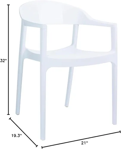 Miniatura 3 de Compamia Carmen - Silla de comedor para patio con asiento blanco brillante (juego de 2)