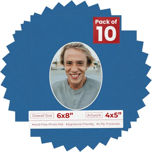 Miniatura 9 de Alfombrilla de 6 x 8 pulgadas, corte biselado para fotos de 4 x 5 pulgadas, diseño ovalado de color gris medio, sin ácidos, mate para proteger tus
