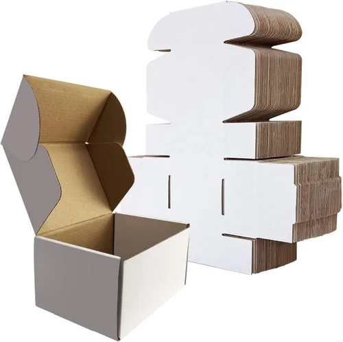 Miniatura 24 de RLAVBL Juego de 25 cajas de envío de 10 x 8 x 3, caja de cartón corrugado blanca para embalaje, correo, negocios Blanco