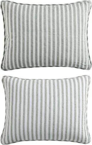 Miniatura 7 de Stone Cottage - Juego de edredón de tamaño individual, ropa de cama reversible de algodón con fundas de almohada a juego, juego de cama ideal a Verde