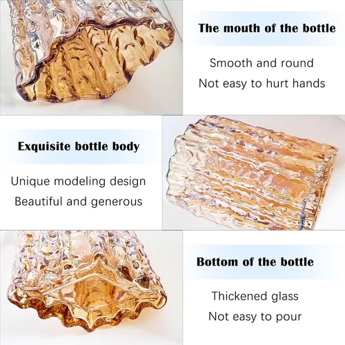 Miniatura 5 de Aoderun Jarrón de cristal de cristal resistente para mesa de comedor, cocina, oficina, hogar, estante, boda, sala de estar, centros de mesa (ámbar)
