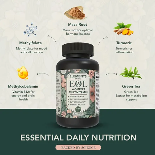 Miniatura 6 de Elements of Life Multivitamínico para mujeres – Vitaminas diarias para mujeres con metilfolato, ingredientes orgánicos y suplementos naturales