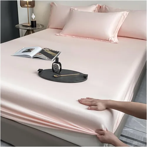 Miniatura 9 de OBONG Sábana bajera ajustable de tamaño queen, 100% Tencel Lyocell, Sábanas refrescantes suaves y sedosas, tejido de satén con bolsillo profundo
