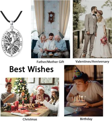 Miniatura 500 de Collar de plata de ley 925 con medalla de San Patrón, colgante de protección católica, amuleto, joyería religiosa para hombres y mujeres