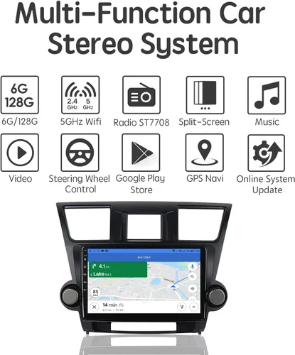 Miniatura 3 de Estéreo de coche Apple CarPlay con DSP, ViaBecs Radio táctil de 10.2 pulgadas de 6GB 128GB para Toyota Highlander 2008-2013, Unidad principal que