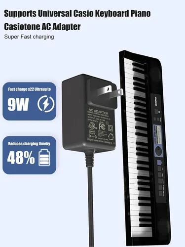 Miniatura 3 de SOLICE Adaptador de CA de 9 V compatible con teclado Casio AD-5 AD-5MU AD-5MR WK-110 WK-200 LK-43 LK-100 LK-220 CTK-496 CTK-573 CTK-700 CTK-710