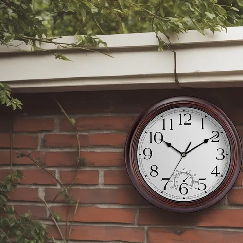 Miniatura 4 de KECYET Reloj de pared para exteriores de 12 pulgadas con termómetros, reloj de pared silencioso vintage que funciona con pilas, reloj retro sin