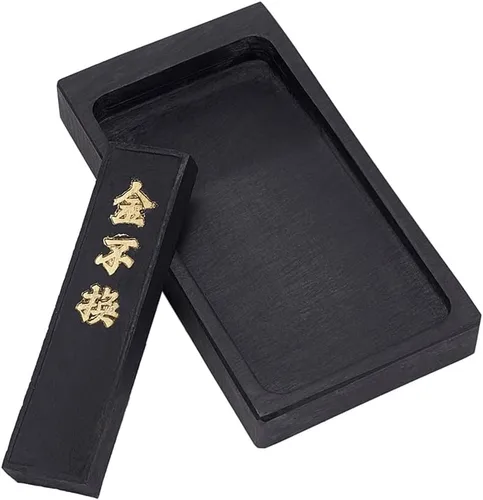 PH PandaHall Piedra de tinta de caligrafía china con barra de tinta, piedras de tinta tradicionales chinas para dibujo Sumi, bandeja de tinta de