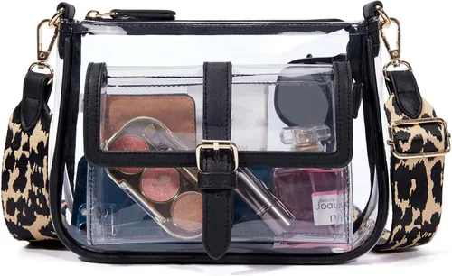 Miniatura 9 de Cartera de hombro transparente con correa de guitarra de Missnine, bolsa cruzada aprobada para estadio, bolsa de concierto para mujer de PVC