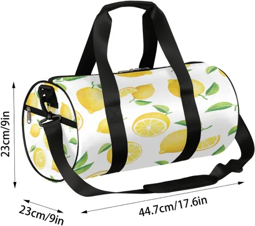 Miniatura 5 de Bolsa de lona de limón en rodajas con correa de hombro desmontable, bolsa de gimnasio deportiva para estudiantes, bolsa deportiva de 17.6 x 9 x 9