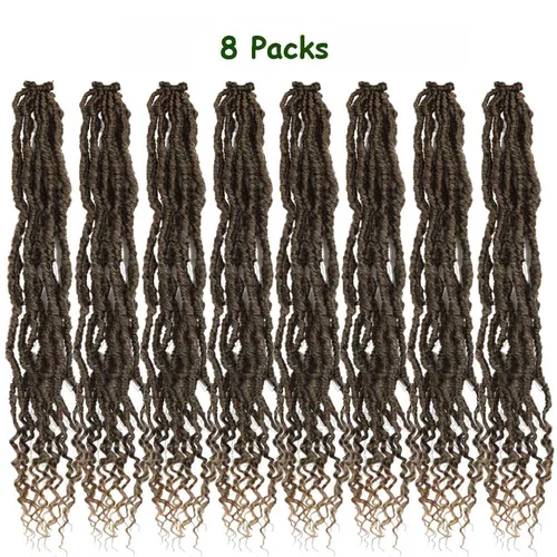 Miniatura 3 de 8 Paquetes de Locs Falsos de Ganchillo Cabello con Puntas Rizadas 24 Pulgadas Locs Suaves de Ganchillo Trenzas Boho de Ganchillo Locs Bohemios T27.