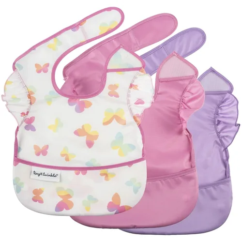 Miniatura 34 de Tiny Twinkle Baberos a prueba de derrames para bebés para comer Baberos impermeables y lavables para niños pequeños con bolsillo para todo Juego
