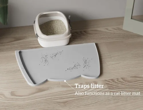 Miniatura 103 de OHMO - Tapete de silicona para alimentos para gatos, tapete de alimentación de mascotas para el piso, antideslizante e impermeable, bandeja de agua