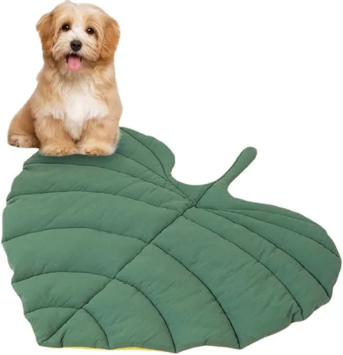 Almohadilla de colchón de doble cara con forma de hoja para gato, nido de gato, perro, cálida y cómoda, accesorios para interiores (hojas de corazón)