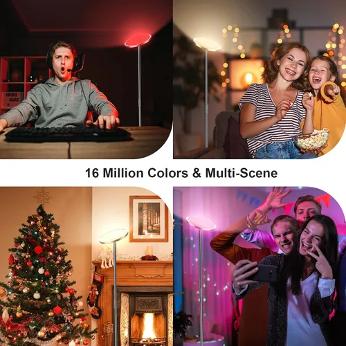 Miniatura 4 de LEPOWER Lámpara de pie brillante con 16 millones de opciones de color, control táctil y compatible con Alexa, Goolge Home, lámpara de pie regulable