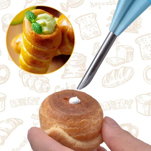 Miniatura 3 de VolksRose Kit de 16 tubos de cannoli de acero inoxidable, forma tubular, moldes para hornear para pastelería danesa Lady Lock Form Croissant Shell