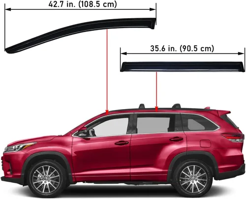 Miniatura 2 de Lightronic WV194427 - Protector de lluvia para ventana lateral en canal, humo oscuro, juego de 4 piezas, se adapta a Toyota Highlander 2014-2019