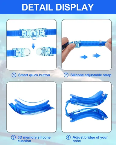 Miniatura 6 de Flutesan Paquete de 6 gafas de natación sin fugas, gafas de protección completa para hombres, mujeres, jóvenes, protección UV, a prueba de niebla