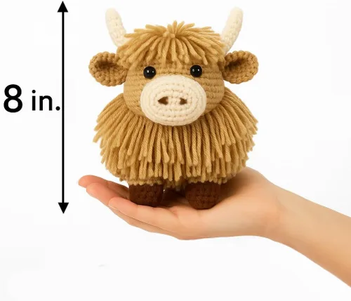 Miniatura 7 de LEISURE ARTS Kit de ganchillo Amigurumi Highland Cow, Bronceado, Principiante para Adultos, Kit de Animales, Crotchet