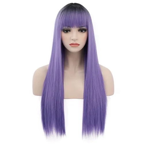 Miniatura 13 de BERON Pelucas negras de cabello largo liso con flequillo, para mujer, a la moda, resistente al calor, sintético, aspecto natural, para fiesta