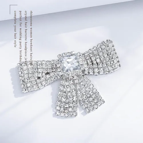Miniatura 3 de Pinzas para el cabello con lazo de cristal, peine y pasador, joyería para el cabello con diamantes de imitación para boda, novia, accesorios
