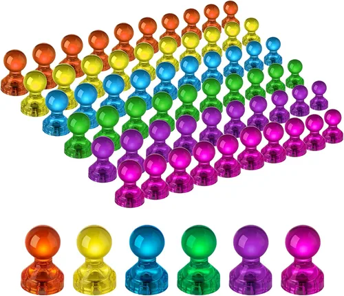 60 unidades de imanes magnéticos tipo alfiler de colores fuertes, imanes para oficina y aula, 6 colores surtidos, perfectos para usar en cocina,