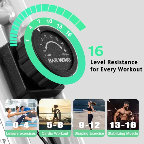 Miniatura 2 de BARWING Bicicleta de Ejercicio Estática para Entrenamiento en Casa, Bicicleta de Interior Plegable de 5 en 1 para Personas Mayores, Capacidad