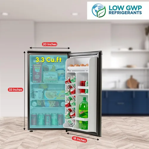Miniatura 2 de ROOMWELL E-Star 1.7 pies cúbicos Minirefrigerador compacto para oficina, pequeño refrigerador negro sin congelador con descongelación automática