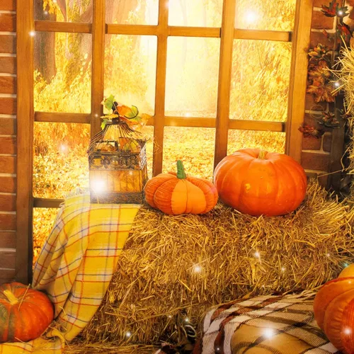 Miniatura 6 de HVEST Tapiz de otoño para colgar en la pared, diseño rústico de calabaza, Acción de Gracias, bosque de arce, paisaje natural para sala de estar