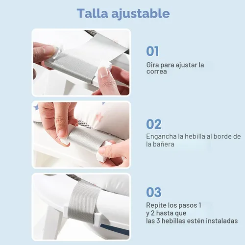 Miniatura 7 de Colorlife - Asiento de baño para bebé con malla de apoyo, cojín de apoyo para baño de bebé, ajustable, cómodo, antideslizante, malla de ducha