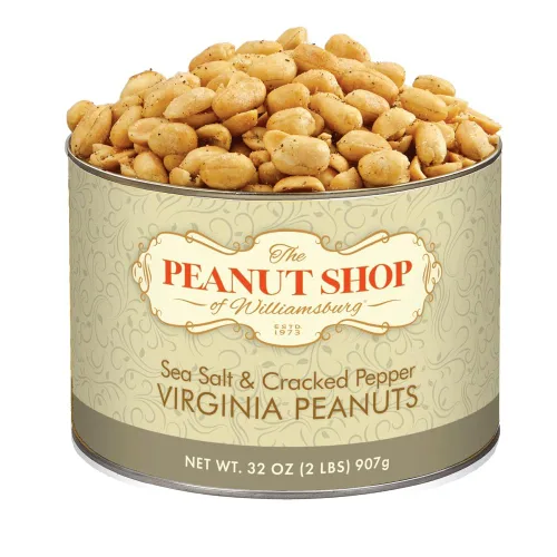 The Peanut Shop of Williamsburg Williamsburg - Cacahuetes Salados de Virginia, Cacahuetes de Sal y Pimienta con SAL MARINA y Pimienta Negra Molida,