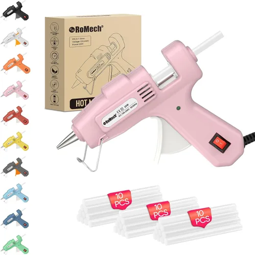 Miniatura 12 de ROMECH Mini pistola de pegamento caliente de 20 W con set de 30 barras de pegamento, kit de pistola de pegamento caliente de precalentamiento rápido