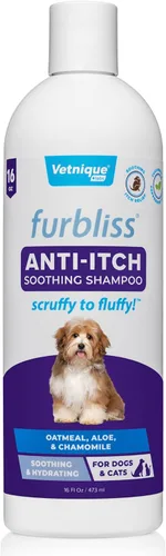 Vetnique Furbliss Champú para perros con picazón en la piel, hipoalergénico, calmante para el cuidado de la piel sensible, champú para cachorros