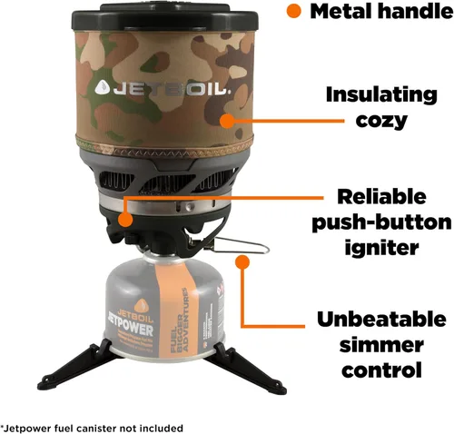 Miniatura 5 de Jetboil MiniMo - Sistema de cocina para estufa de camping y mochileros con control de calor ajustable Camuflaje