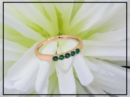 Miniatura 100 de Dazzlingrock Collection Anillo de boda redondo de 5 piedras preciosas o diamantes para mujer en oro macizo de 10 K/14 K/18 K